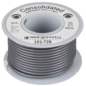 Consolidated Stranded 18 AWG Hook-Up Wire 25 ft. Gray UL Rated
